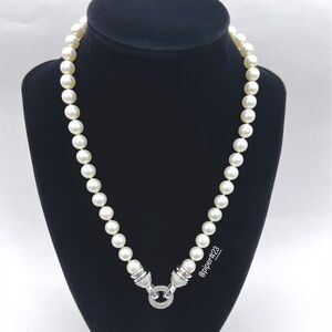 EUC Judith Ripka Cultured Pearl 17” Magnetic Necklace with Enhancer Bale
